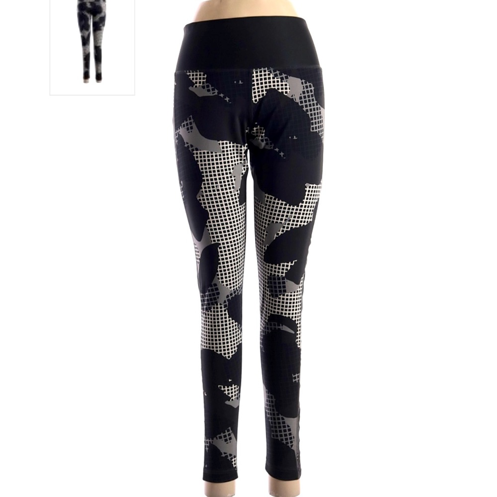 Adidas High Rise Waist Black with Funky Design Active Pants